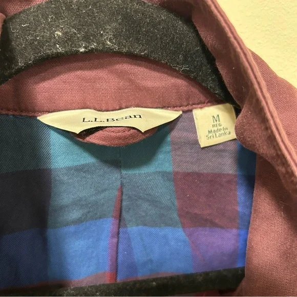 LL Bean Maroon Fleece Lined Utility Jacket - Picture 3 of 7